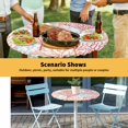 thumbnail image 6 of Elastic Fitted Round Tablecloth, Red Orange Grey Coral Coastal Waterproof Stretch Table Cover for 36"-44" Tables, Summer Beach Seaside Nautical Washable Outdoor Tablecloths for Patio, Picnic, Camping, 6 of 9