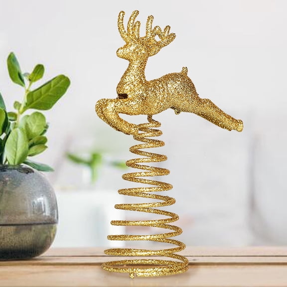 Golden Deer Tree Topper Elegant Holiday Decoration Unique Festive Desktop Ornament for Home and Party