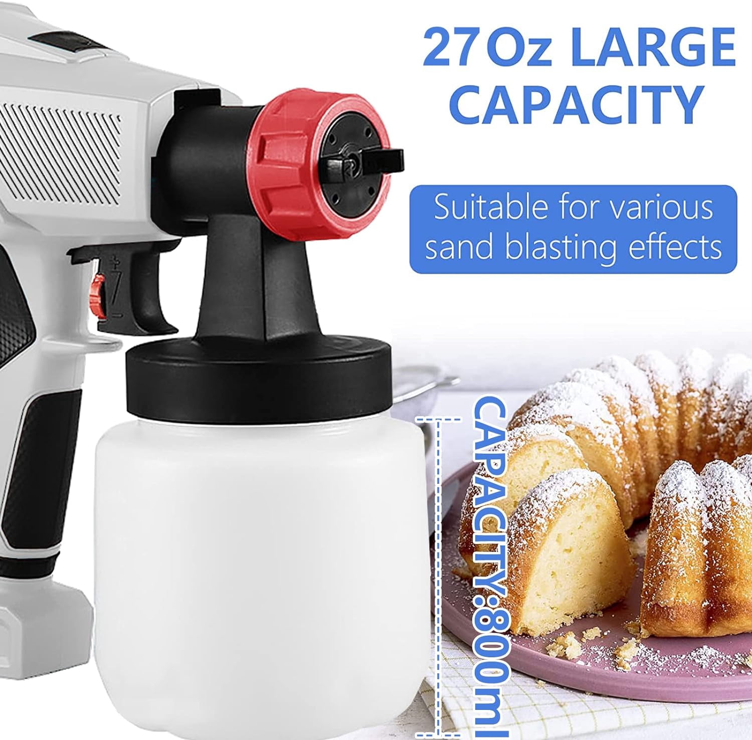 Chocolate Spray Gun Kit 500W Electric Food Airbrush with 3 Nozzles Portable Baking Sprayer for  Cake Decorating