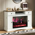 thumbnail image 3 of Cozy Home TV Stand with 28'' Fireplace for TVs up to 55'', Accent Entertainment Center with Adjustable Shelves & Double-door Design, Perfect for Living Room, Bedroom, White, 3 of 12