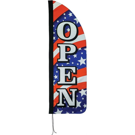 In the Breeze 4550 — 4' Heavy Duty Open Stars & Stripes Double Sided Feather Banner — Flag for Businesses and Events