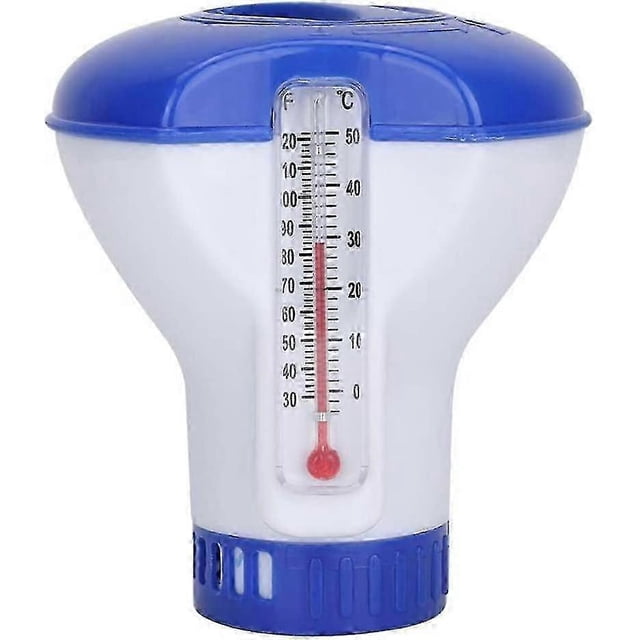 Flotador de cloro para piscinas para tabletas de cloro, difusor de cloro flotante con termómetro para agua de piscina, flotador duradero para tabletas de cloro de piscina, sui