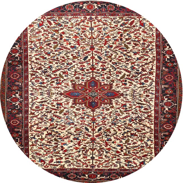 Ahgly Company Machine Washable Indoor Round Traditional Light French Beige Brown Area Rugs, 4' Round