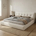 thumbnail image 3 of EnHomee Cloud Upholstered Bed Frame King Size Boucle Platform Bed Frame with Button Design Headboard & Round Corner,Beige, 3 of 9
