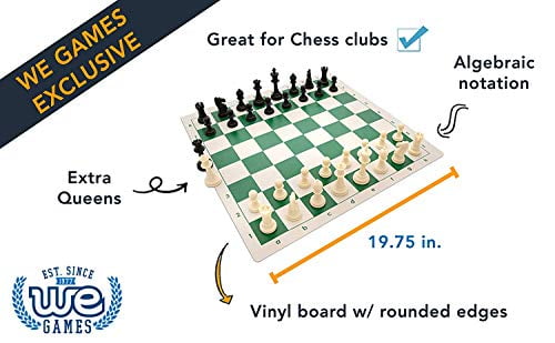 WE Games Best Value Tournament Chess Set, Black Board, Pieces, Bag,  Instructions, 1 unit - Baker's