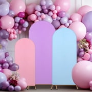 HEQUSIGNS Set of 3 Wedding Arch Cover, 4/5/6ft Fabric Arch Backdrop Cover, Double Sided Fitted Spandex for Round Top Chiara Arch Frame Baby Shower Birthday Ceremony (Frame Not Included)