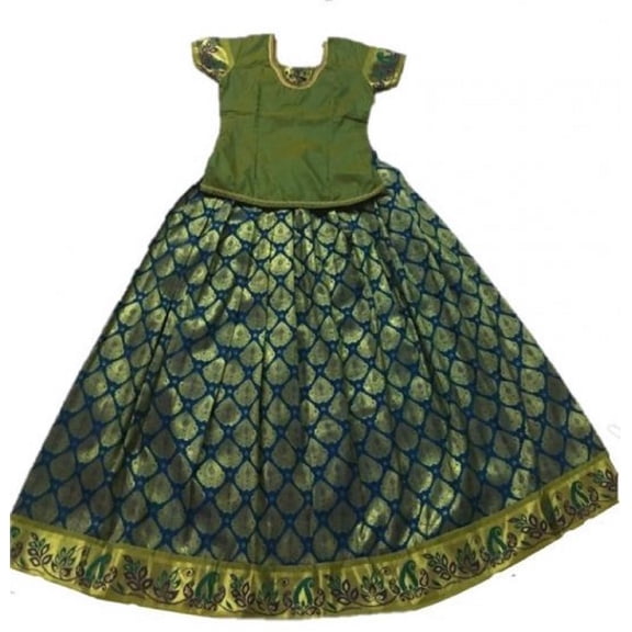 Krishna South Indian Lehenga Girls skirt Darker Green - 35" (SIDB12)