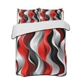 thumbnail image 2 of Red Black Grey Queen Size Down Alternative Comforter, Lightweight Comforter Quilt Bedding Set with Pillow Shams Geometric Moire Artwork Modern Abstract All Seasons Bed Comforter Duvet Insert 90"x96", 2 of 7