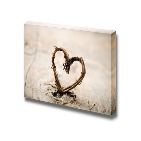 Canvas Prints Wall Art - Close Up of Heart Made from Willow Vintage/Retro Style | Modern Wall Decor/Home Decoration Stretched Gallery Canvas Wrap Giclee Print & Ready to Hang - 24" x 36&quot