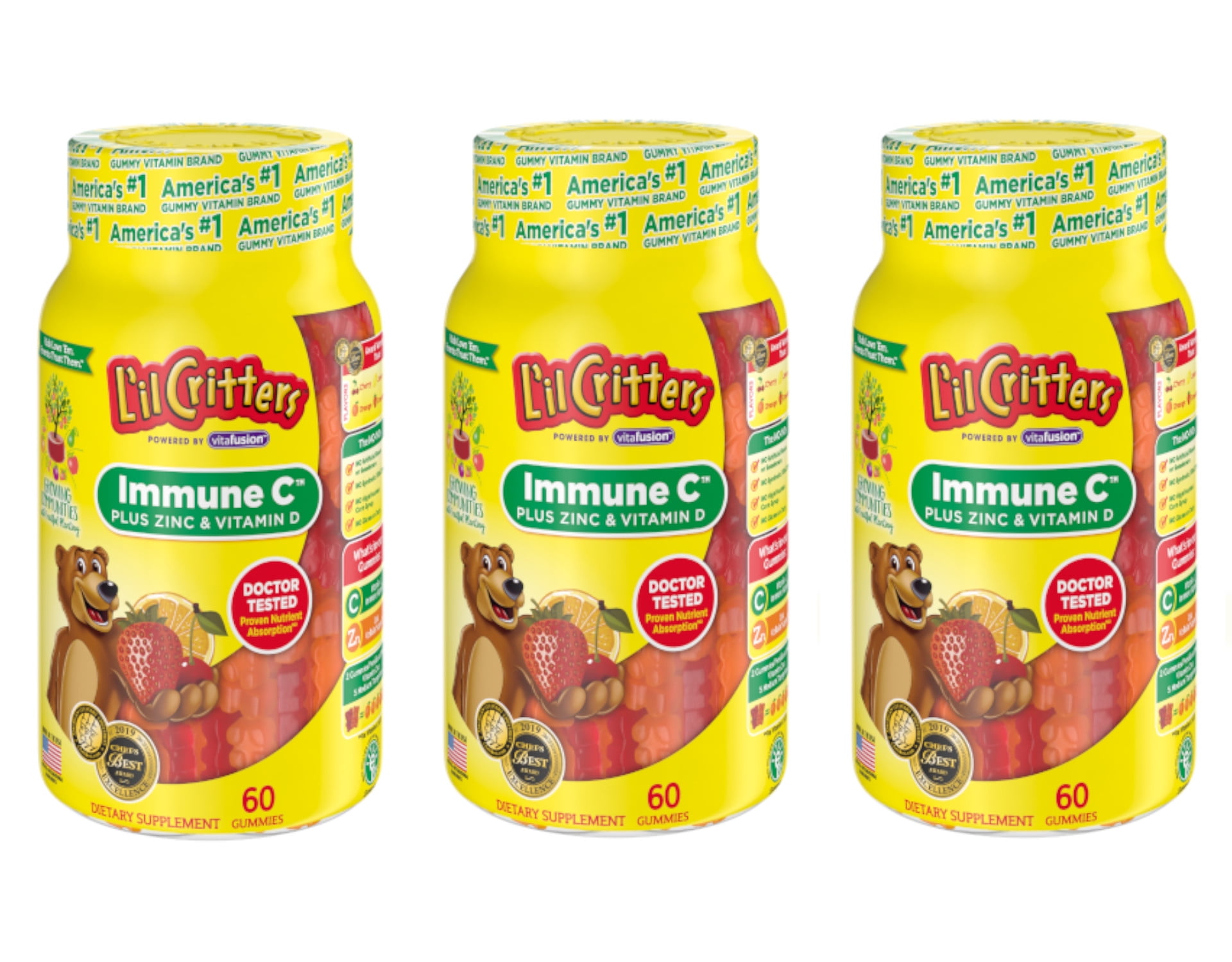 L'il Critters Gummies Immune C Plus Zinc & Vitamin D 60 Each (Pack of 3)