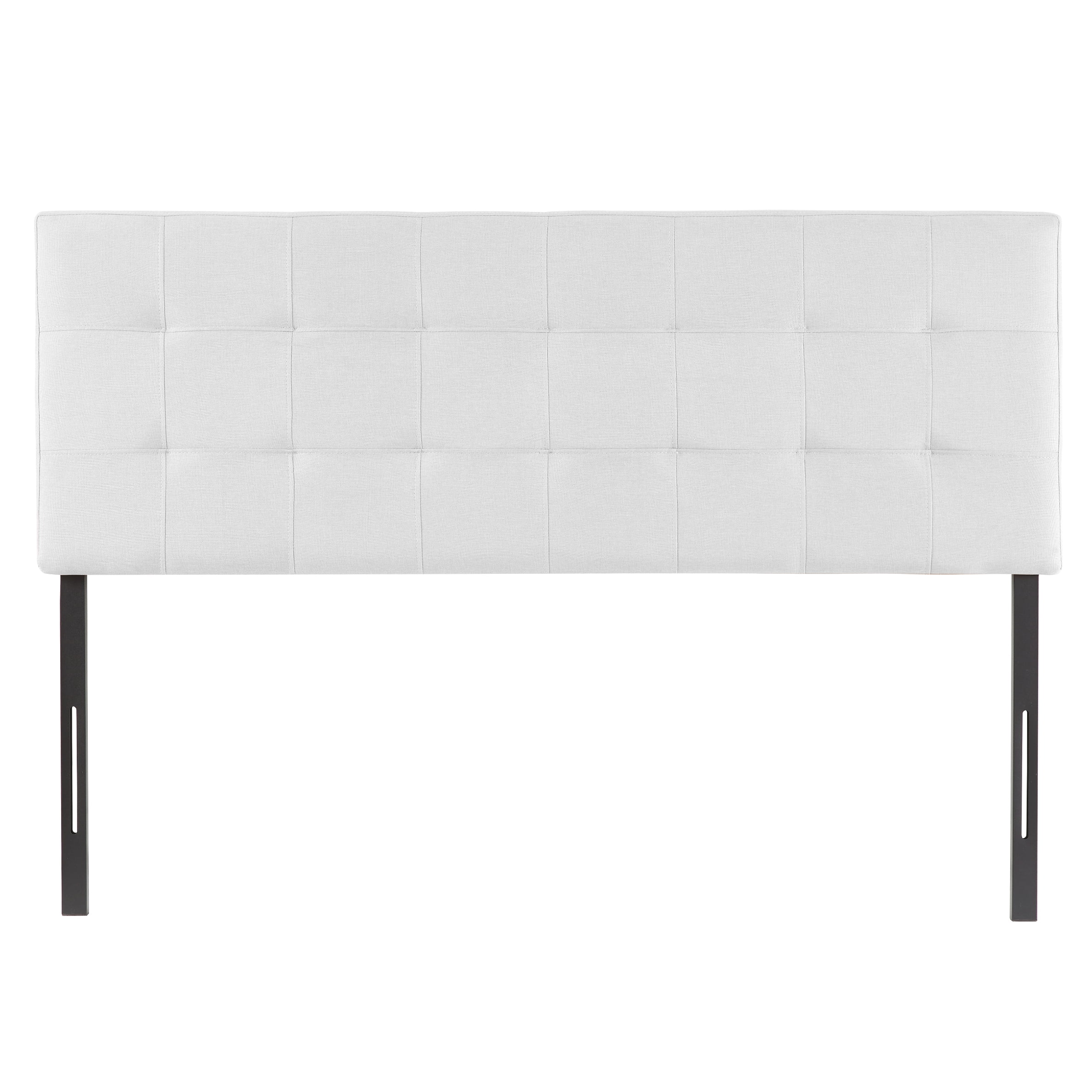 Jessenia Full size headboard only, Height Adjustable Full Size Bed Headboard, Square Tufted Headboard with 12 Positions, Metal Legs, Wall/Bed Mount, Linen Fabric headboard Full in White