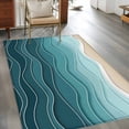 thumbnail image 3 of Turquoise Ombre Stripe Area Rugs 2.7x5 for Living Room, Summer Beach Abstract Waves Moires Non Slip Washable Rug Runner, Low Pile Indoor Floor Carpet Mat Bathroom Rugs for Bedroom, Kids Room, 3 of 9