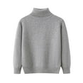 thumbnail image 3 of Fall/Winter Saving! HVOBTTY Kid's Turtleneck Knited Sweater, Toddler Fall Pullover Sweater, Kids Boys Girls Casual Solid Color Turtleneck Knit Sweater Pullover Long Sleeve Top Gray, 12-13 Years, 3 of 5