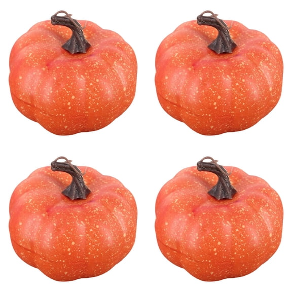 Artificial Pumpkins Fall Decor, Plastic Small Pumpkins, Halloween Thanksgiving Table Centerpieces and DIY Craft Ornaments, 4Pcs