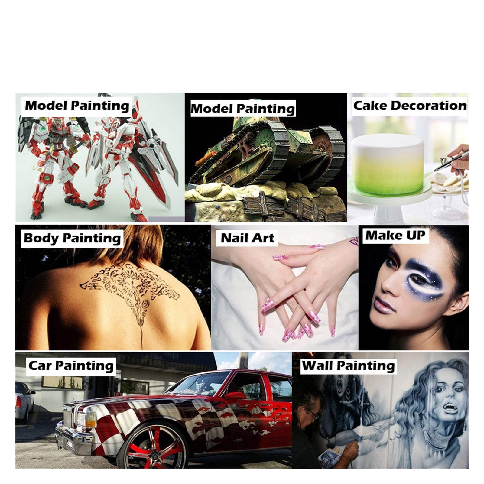 20cc 40cc Airbrush Spray Gun Double Action Air Brush 0.2/0.3/0.5mm Fast Joint Gravity Feed Cake Tattoo Nail Art Car Paint ,Versatile applications