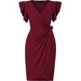 thumbnail image 2 of Oten Women's Dress Ruffle Sleeve Mid Dress Casual Cocktail Party Work Dress Slim Dress, 2 of 4