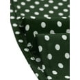 thumbnail image 5 of INSPIRE CHIC Women's Polka Dots Turn Down Collar Contrast Tie Neck Short Sleeve Blouse Top Dark Green L, 5 of 6