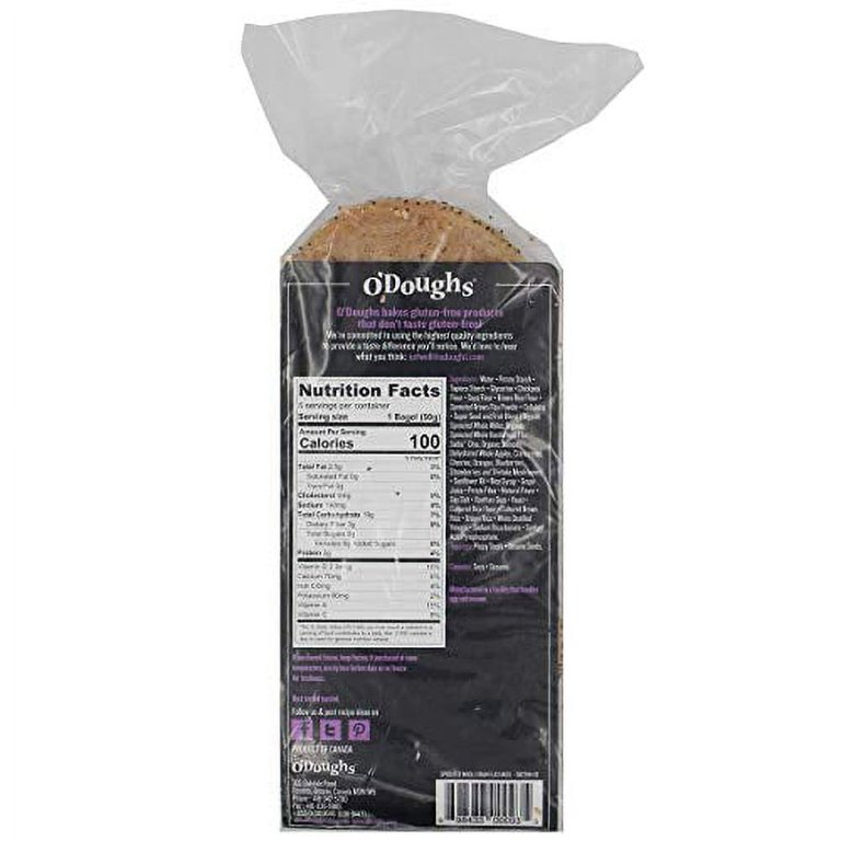 O'Doughs Sprouted Whole Grain Flax Bagels - Gluten Free, Vegan, Presliced, Pack Of 6 (10.6oz)