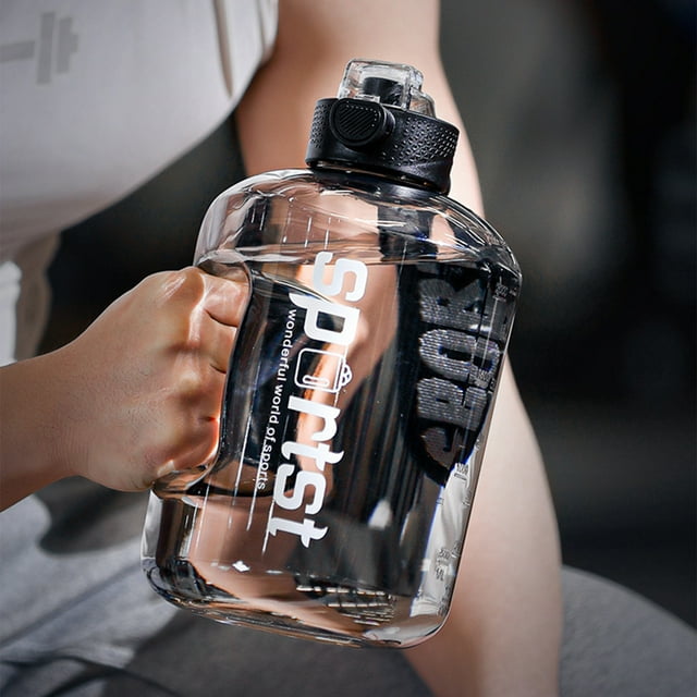Aqestyerly Large Capacity Water Jug Plastic Sports Fitness Bottle with Handle Space Pot Portable Drinking Cup for Outdoor Use HWRETIE