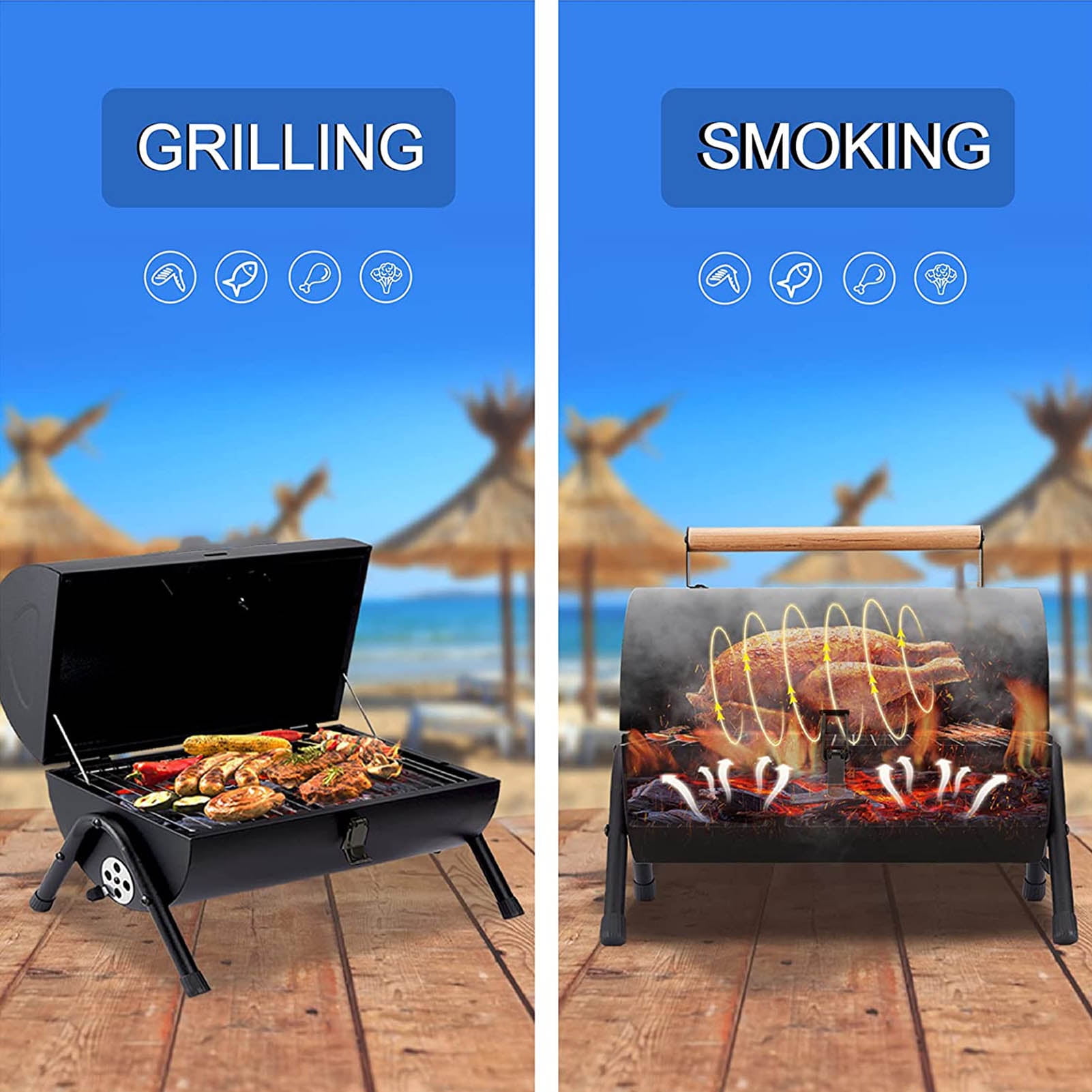 AEDILYS 45 Outdoor Smoker with Side Tables Backyard Griller Party