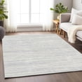 thumbnail image 5 of HomeRoots 675622 8 x 10 ft. Silver & Ivory Striped Transitional Washable Machine Made Rectangle Area Rug with UV Protection, 5 of 9