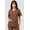 BROWN, variant on - Women's V-Neck Tan Scrub Top - Comfortable Workwear - 2XL