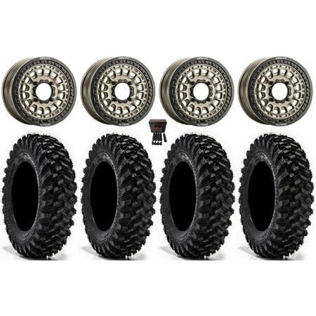 MetalFX Hitman Beadlock 15 Wheels Bronze 30 Warrior XT Tires Can-Am Commander Maverick Renegade Outlander Defender