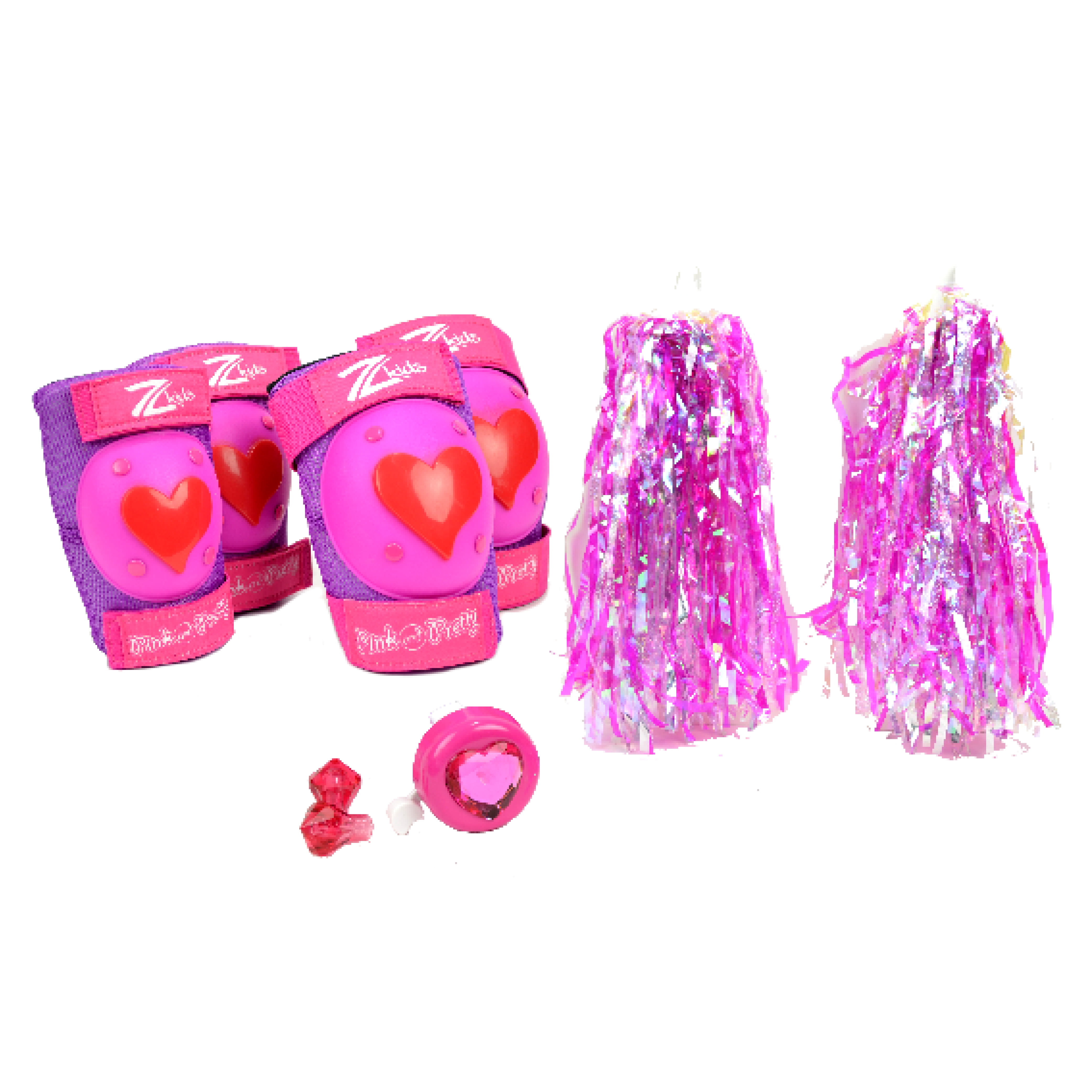 Zefal Z-Kids Pretty and Pink Pad Set (Elbow, Knee Pads, Streamers, Bell, Valve Cover)