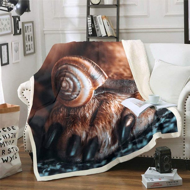 3D Animal Paw and Snail Sherpa Blanket Couch Sofa Chair Bed Microfiber