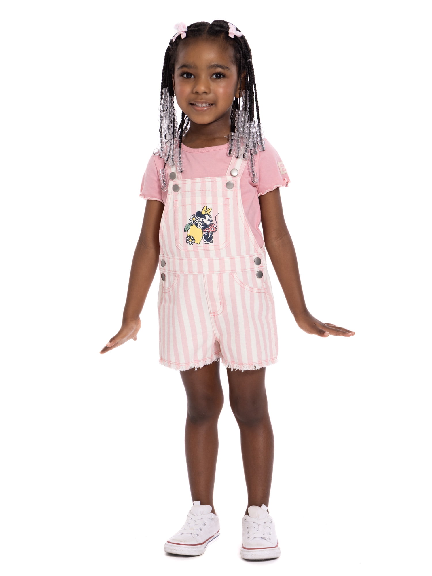 Minnie Mouse Toddler Girls Denim Shortall and Short Sleeve Tee Set, 2-Piece, Sizes 12M-5T