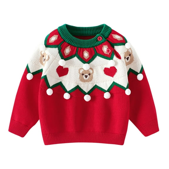 yocbz Toddler Girl Christmas Sweater Infant Newborn Christmas Sweater Cute Warm Knitted Sweater Top Toddler Fall Winter Clothes Red,Size for 6-12M