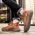 thumbnail image 6 of Men's Casual Genuine Leather Shoes Outdoor Lightweight Breathable Hand-Stitched Boots for Driving Walking Classic Shoes Brown 6.5 US, 6 of 7