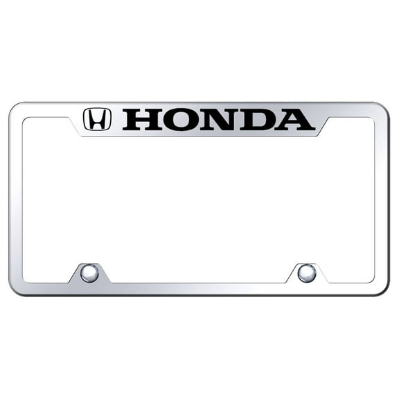 Honda Laser Etched Stainless Steel Truck Cut-Out License Plate Frame (Chrome)