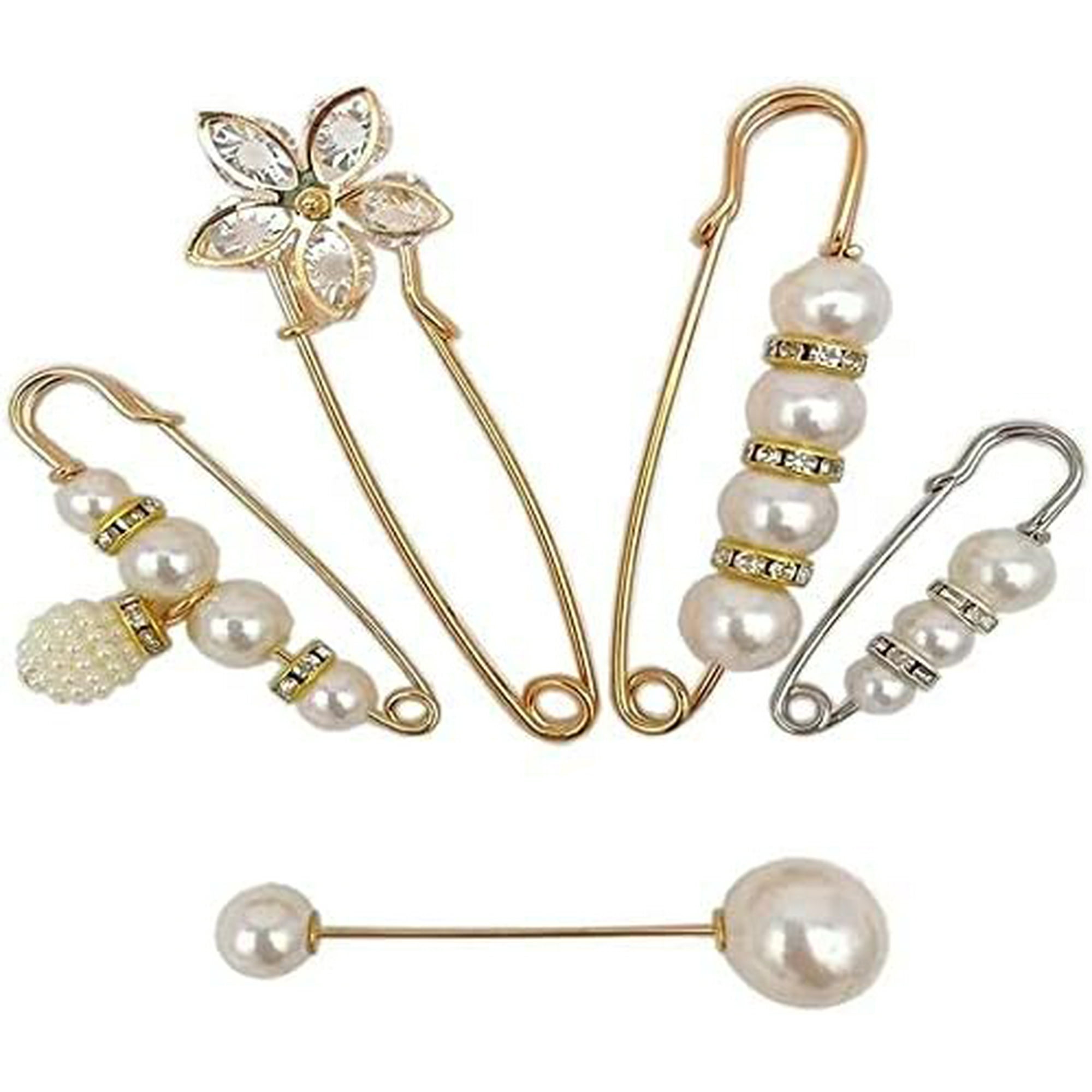 Safety Pins Heavy Duty Safety Pins Beautiful and Practical Craft Pearls Rhinestones Shirt Blanket Shawl Decorative Safety Pins 5 Pcs. 5 Walmart
