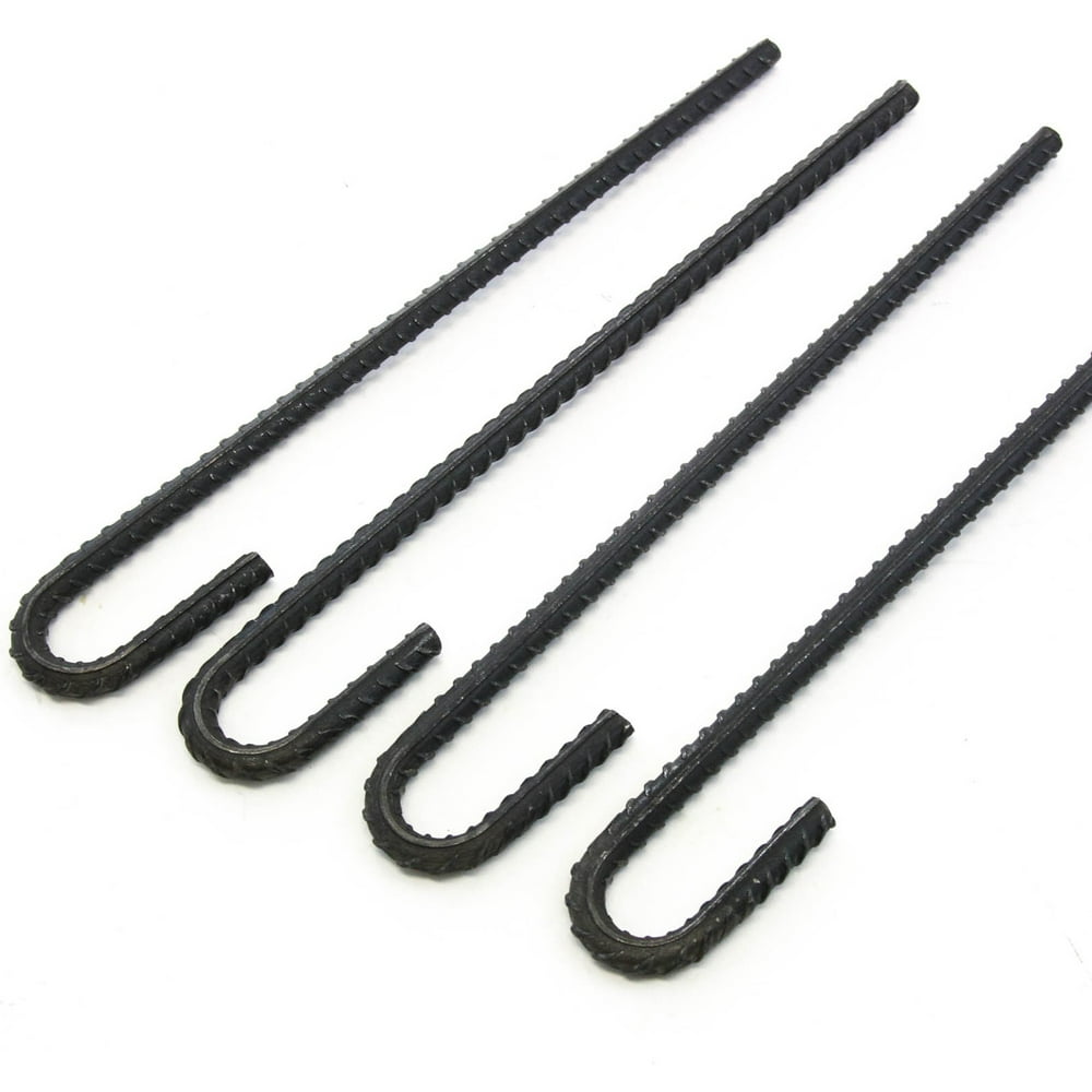 4 Steel Rebar Ground Stakes J Hook Heavy Duty 12 Inches Deer Fence Hard