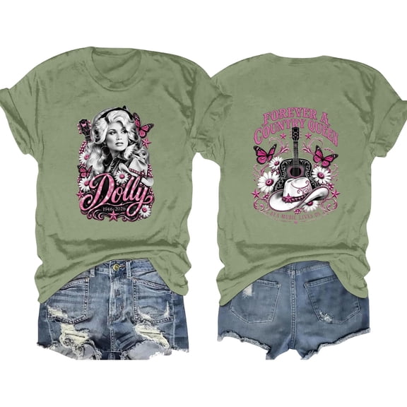 Vintage Dolly Tshirt Parton Memorial T-Shirt for Women Country Music Legend Retro Country Singer Graphic Tee Tops