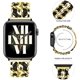 thumbnail image 2 of Cadena dorada de cuero negro dorado, correa de metal de doble hilera para mujer compatible con Apple Watch de 42 mm, 44 mm y 45 mm, iWatch Series 8/7/6/5/4/3/2/1/se sin manchas, 2 of 5