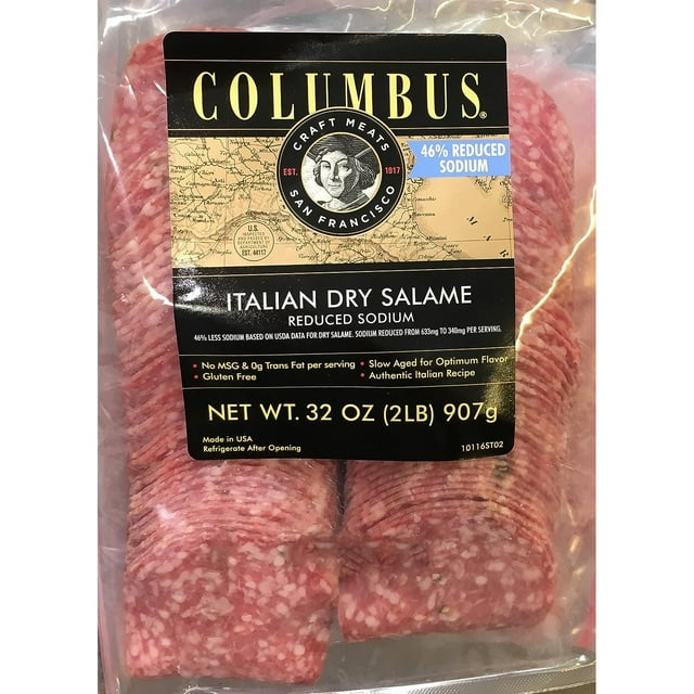 32oz Columbus Italian Dry Salami, Reduced Sodium, Sliced, Pack of 1