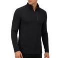 thumbnail image 2 of Men's Long Sleeve Athletic Shirts 1/4 Pullover Zip Quick Dry Sun Protection Rash Guard UPF 50+ Outdoor Running T-Shirts with Zipper Pocket Big and Tall Size 4XL Black, 2 of 9