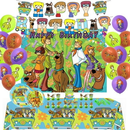 Scooby Birthday Party Decorations Set for - Puppy Theme Birthday Party Supplies Include Balloons, Banner, Cake Topper & Cupcake Toppers for kids