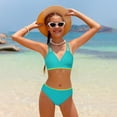 thumbnail image 3 of Fozruso Girls Swimsuits V Neck Double Strap Design Cute Girls Bikini Swim Two Piece With Chest Pad 2 Piece Bathing Suit Sizes 13-14 Years, 3 of 6