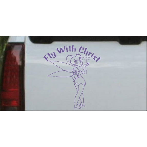 Tinkerbell Fly With Christ Car or Truck Window Decal Sticker