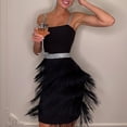 thumbnail image 3 of ALSLIAO Vestido elegante de noche para mujer, con lentejuelas y borlas, color negro, talla M, 3 of 8