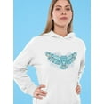 thumbnail image 2 of Ethnic Blue Flying Owl Hoodie Women -Image by Shutterstock, Female Small, 2 of 4