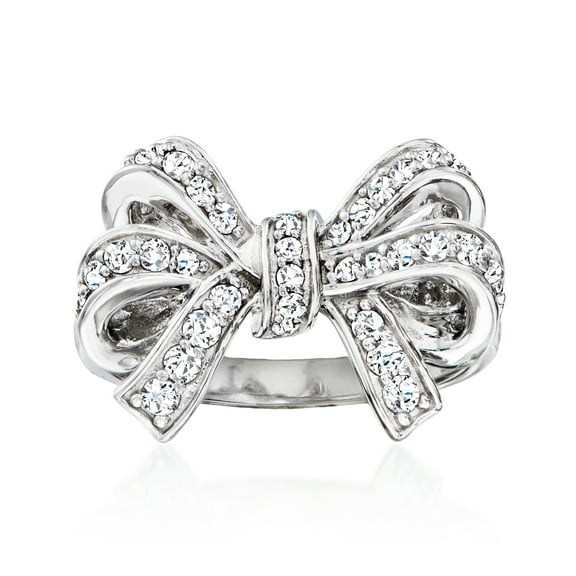 Ross-Simons 0.50 ct. t.w. White Topaz Bow Ring in Sterling Silver, Women's, Adult