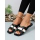 thumbnail image 4 of Snakeskin Embossed Slide Sandals, Black Elegant Snake Print Slides, 4 of 4