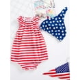 thumbnail image 2 of Niusricy 4th of July Clothes for Baby Girls Boys 1-18M Infant One-piece Rompers Stripe Crew Neck Jumpsuits Sleeveless Bodysuits with Star Print Cap Kids Toddler Cute Fashion Casual Summer Outfits, 2 of 6