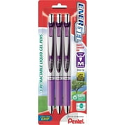 Pentel EnerGel Deluxe RTX Gel Pens, Medium Point, 0.7 mm, Assorted Barrels, Violet Ink, Pack of 3