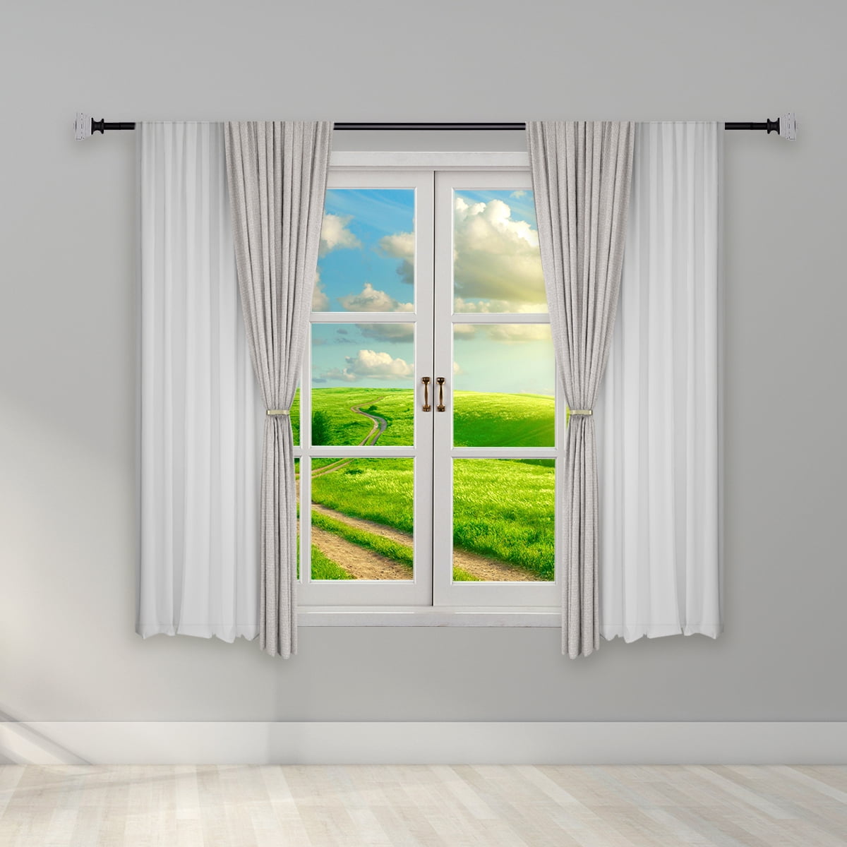 WL.Rocaille 3/4” and 1” Adjustable Decorative Curtain Rod Set, 48”-84”