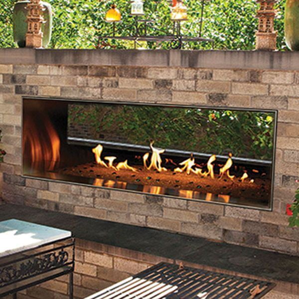Outdoor 60" SS Manual See-Through Linear Fireplace - Natural Gas